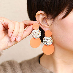 Flat Round Alloy Dangle Stud Earrings&nbsp;FS-WGB25D4-04