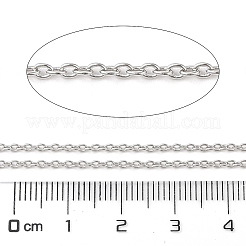 変色防止ロジウムメッキ スターリングシルバーアズキチェーン925本  ハンダ付け  プラチナ  2x1.6x0.4mm&nbsp;LS-STER-E072-02P-05
