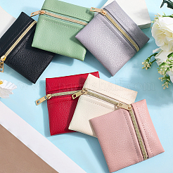 6Pcs 6 Colors Square PU Leather Jewelry Gift Zipper Bags&nbsp;ABAG-CL0001-01