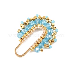 Brass & Seed Baeded & Glass Connector Charms&nbsp;PALLOY-MZ01372-01
