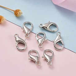 亜鉛合金カニカン  オウムトリガークラスプ  カドミウムフリー＆ニッケルフリー＆鉛フリー  プラチナ  14x8mm  穴：1.8mm&nbsp;E105-NF