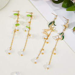 2 Pairs 304 Stainless Steel & Sterling Silver Dangle Stud Earrings&nbsp;EJEW-HS00011