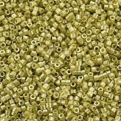 蛍光色ガラスシリンダービーズ  シードビーズ  焼き付け塗料  丸い穴  黄緑  1.5~2x1~2mm  穴：0.8mm  約8000個/袋  約1ポンド/バッグ&nbsp;SEED-S047-P-008