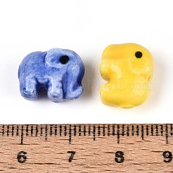ハンドメイドの磁器セラミックビーズ  手描き  ファミーユスタイルバラ  象  ミックスカラー  11x14x8mm  穴：1.6~1.8mm&nbsp;PORC-T133-27M