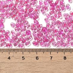 ガラスシードビーズ  ピーナッツ  カメリア  3.5~4x2~2.5x2~2.3mm  穴：0.8mm  約8000個/ポンド&nbsp;SEED-K009-08B-06