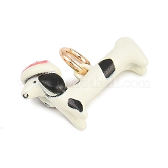 304ステンレススチールエナメルペンダント  犬の形のチャーム  ゴールドカラー  カラフル  13x20x6mm  穴：3.5mm&nbsp;STAS-L312-01G-03