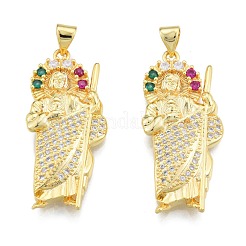 Brass Micro Pave Cubic Zirconia Pendants&nbsp;KK-G431-14G