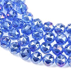 透明電気メッキガラスビーズ連売り  多面カット  ラウンド  藤紫色  9.5~10mm  穴：1.2mm  約59個/連  22.05''（56センチメートル）&nbsp;EGLA-N002-34C-B14
