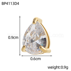 Brass Cubic Zirconia Slide Charms&nbsp;STAS-OY016-04G