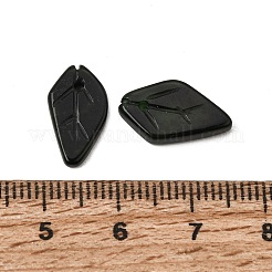 天然黒翡翠の彫刻ペンダント  葉のチャーム  15~19x9~10x1.5~2.5mm  穴：1.1mm&nbsp;GG-CBA36AE-05D
