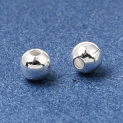 真鍮ビーズ  ラウンド  鉛フリー＆カドミウムフリー＆ニッケルフリー  銀  2.4x2.2mm  穴：0.8mm&nbsp;KK-CBA1A60-10S