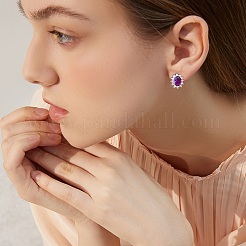 Cubic Zirconia Oval Pendant Necklace & Link Bracelet & Cuff Ring & Stud Earrings&nbsp;SJEW-SZC0001-01E
