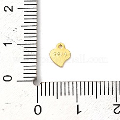 スターリングシルバー チェーン エクステンダー ドロップ 925 個  ゴールドカラー  ハート  5.5x6x0.5mm  穴：1mm&nbsp;LS-STER-R010-03G-01