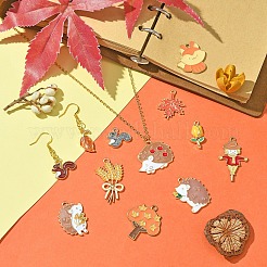 感謝祭テーマの合金エナメルペンダント12個、12スタイル  混合図形  ミックスカラー  16~35x11.5~29.5x1.5~2mm  穴：1.6~2mm  1個/スタイル&nbsp;FIND-YW0005-85