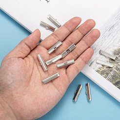 アイアン製カシメリボン止めエンドパーツ  プラチナ  8x25mm  穴：1.6mm&nbsp;X-E182Y