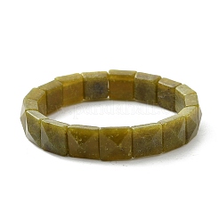 Square Natural Southern Jade Beads Stretch Bracelets for Women Men&nbsp;BJEW-C097-06R