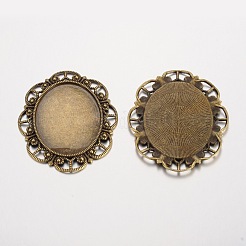Oval Tibetan Style Alloy Cabochon Settings&nbsp;PALLOY-K109-78AB-NR