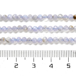 天然石ブルーレースアゲートビーズ連売り  多面カット  ラウンド  3.2~3.5x3mm  穴：0.6mm  約130個/連  14.96