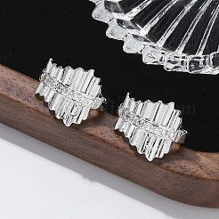 真鍮クリアキュービックジルコニアフープピアス  プラチナ  15.5x13x12.5mm&nbsp;EJEW-Q014-17P