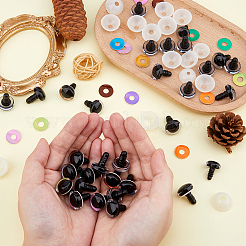 40セット10色のプラスチック人形の工芸品の目  安全の目  スペーサーとコロカボション付き  人形作り用  フラットラウンド  ミックスカラー  22.5x18mm  4セット/カラー&nbsp;KY-FH0001-42B