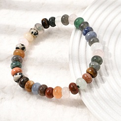 Natural Mixed Stone Rondelle Beaded Stretch Bracelets for Women&nbsp;GG-CBA3F02-07