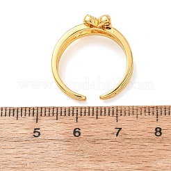 Brass Micro Pave Cubic Zirconia Cuff Open Rings for Women&nbsp;RJEW-F217-04G