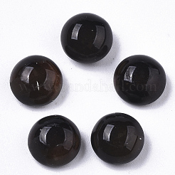 半透明のガラスカボション  変化する色の雰囲気のカボション  半円/ドーム  ブラック  8x5mm&nbsp;X-GLAA-T023-03A