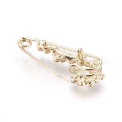 金メッキ合金ブローチ  ラインストーン付き  クリスタル  35x14x8mm  ピン：1mm&nbsp;JEWB-WH0003-10G