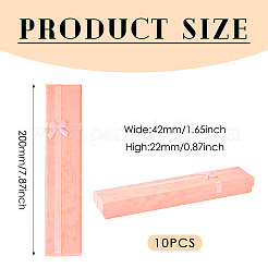 厚紙のネックレスボックス  内部のスポンジ  ちょう結びの長方形  ピンク  20x4.2x2.2cm&nbsp;CON-TAC0014-01C