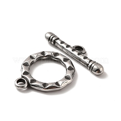 316ステンレススチールトグル留め具  リング  アンティークシルバー  リング：19.5x16x2mm  穴：2mm  バー：6x23x3mm  穴：2mm&nbsp;STAS-A060-02AS