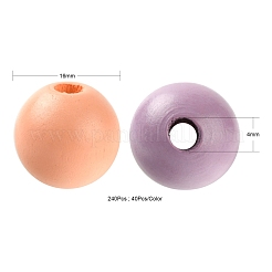 240Pcs 6 Colors Painted Natural Wood Beads&nbsp;WOOD-LS0001-47