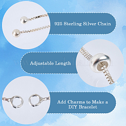2Pcs 925 Sterling Silver Box Chain Slider Bracelet Making&nbsp;MAK-BBC0001-23