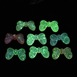 透明蓄光アクリルビーズ  キラキラビーズ  暗闇で光る  蝶結び  ミックスカラー  16.5x27x7.5mm  穴：2.3mm  約211個/500g&nbsp;MACR-D024-36