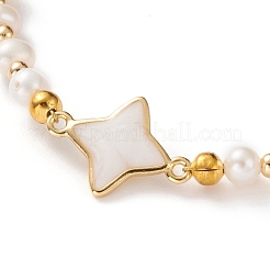 Natural White Shell Star Link Bracelets&nbsp;BJEW-JB05780-02