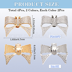 4Pcs 2 Colors Bowknot Alloy Rhinestone Shoe Decorations&nbsp;FIND-CP0002-29
