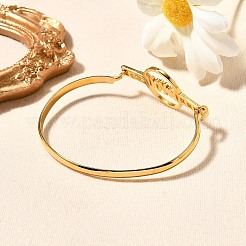 201ステンレススチール製フラットラウンドリンクバングル（女性用）  18KGP本金メッキ  単語、私はあなたを愛して  1/8インチ（0.4cm）  内径：2インチ（5.1cm）x2-5/8インチ（6.6cm）&nbsp;BJEW-R014-01G-04