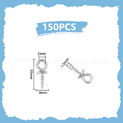 304ステンレススチールスクリューアイピンペグベイル  片穴パーツ用  ステンレス鋼色  10x4mm  穴：2mm  ピン：1.5mm  150個/箱&nbsp;STAS-UN0002-18P
