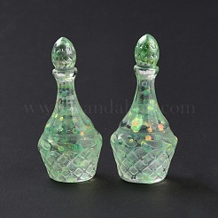 ダミーボトル透明レジンカボション  スパンコール  芝生の緑  33.5x15.5mm&nbsp;LS-RESI-E025-05A