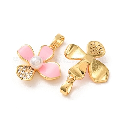 Brass Micro Pave Clear Cubic Zirconia Pendants&nbsp;KK-A304-25G-01