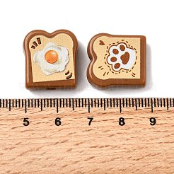 印刷された不透明なアクリルビーズ  トースト  ミックスカラー  19x17.5x8.5mm  穴：3.5mm&nbsp;OACR-H054-16