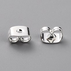 真鍮摩擦ピアスキャッチ  ポストスタッドピアス用ピアスバックキャッチイヤリング  カドミウムフリー＆鉛フリー  925銀メッキ  6x4x3.5mm  穴：1mm&nbsp;KK-O131-06S-B
