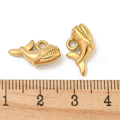 イオンプレーティング（IP）304ステンレスペンダント  サメチャーム  18KGP本金メッキ  10x15x4mm  穴：1.8mm&nbsp;STAS-N103-153G