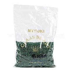 MIYUKIラウンドロカイユビーズ  日本製シードビーズ  8/0  （rr354)シャルトリューズ裏地付きグリーンab  8/0  3mm  穴：1mm  約19000~20500個/ポンド&nbsp;SEED-G008-RR0354