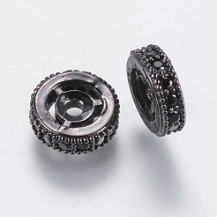 Brass Micro Pave Cubic Zirconia Beads&nbsp;ZIRC-G132-10B