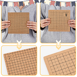 コルク木製サブプレート1枚  レザークラフトツール  編み物用コルクウッドブロッキングマット1セット  ニードルポイントかぎ針編み用のグリッド付き両面ブロッキングボード  淡い茶色  200~203x200~203x10mm&nbsp;DIY-PH0017-63