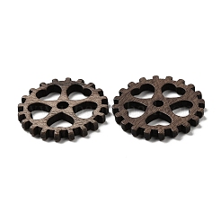 クルミ材の中空ペンダント  スター付きギアチャーム  染色されていない  コーヒー  23.5x2.5mm  穴：2.8mm&nbsp;WOOD-G018-03-1