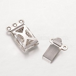 変色しにくい304ステンレススチール製のボックス留め具  マルチ連クラスプ  長方形  ステンレス鋼色  20x10x4.5mm  穴：1mm&nbsp;STAS-G140-16P