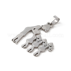 変色しない母の日 304 ステンレススチールペンダント  レーザー切断  母と子の魅力  ステンレス鋼色  32x27.5x1mm  穴：6x4mm&nbsp;STAS-U002-06P