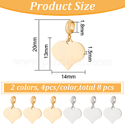 4 Sets 2 Colors Engravable 304 Stainless Steel European Dangle Charms&nbsp;FIND-BC0004-31