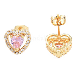 Cubic Zirconia Heart Stud Earrings&nbsp;EJEW-N011-59